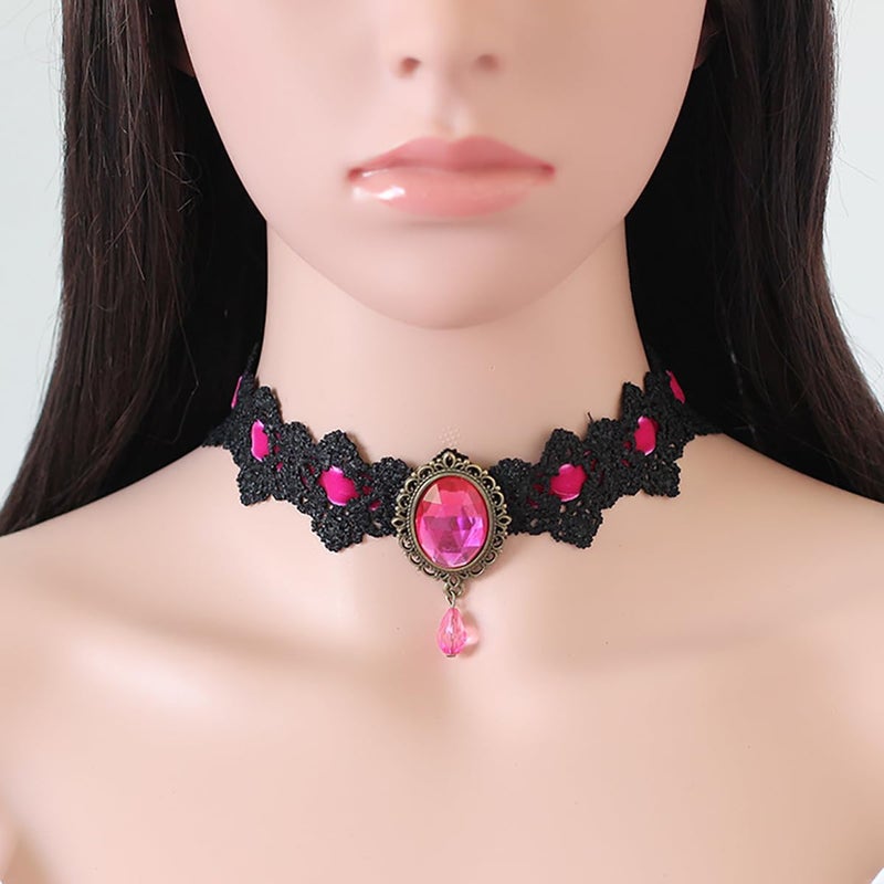 IS4U Gothic Lace Choker Necklace with Vintage Crystal Gems - Vampire Bat Design, Perfect for Halloween, Parties & Costumes - Image 4